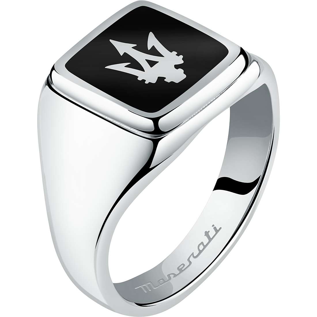 Anello Uomo Maserati Acciaio Smalto Nero Misura 19 JM222AVD07019