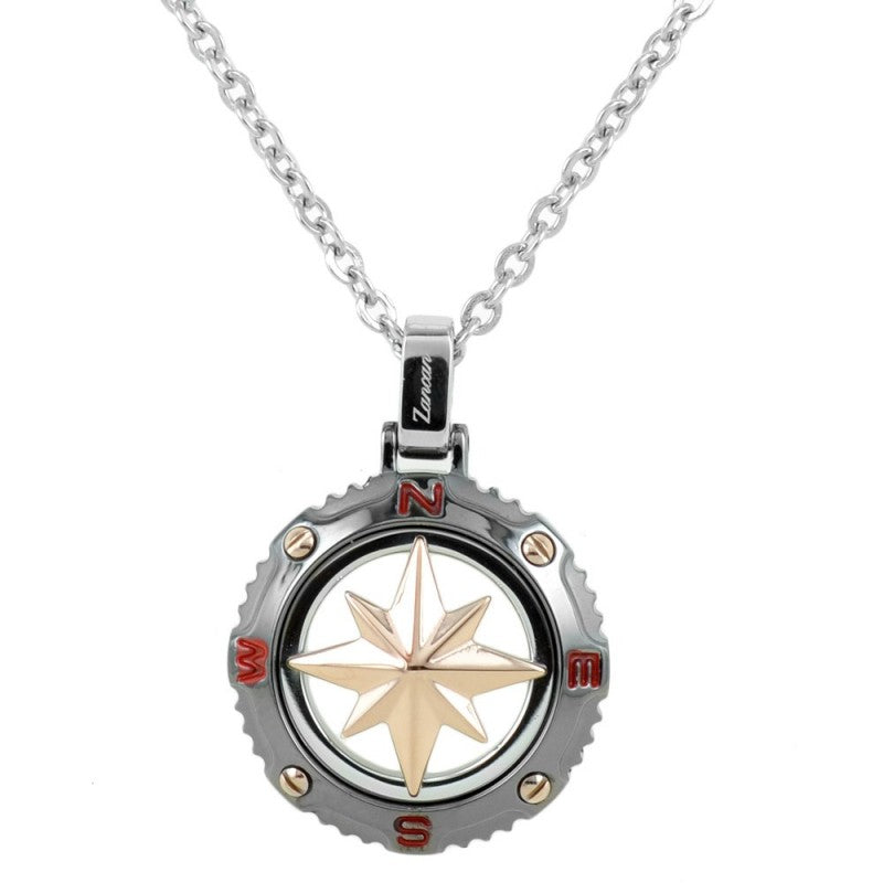 Collana Uomo Zancan Acciaio e pvd nero rosa dei venti con smalto EHC126