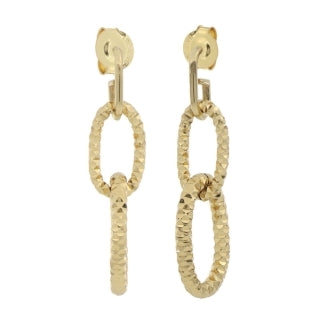 Orecchini Donna Unoaerre Bronzo Dorato Sfaccettato Ovali Pendenti 512639