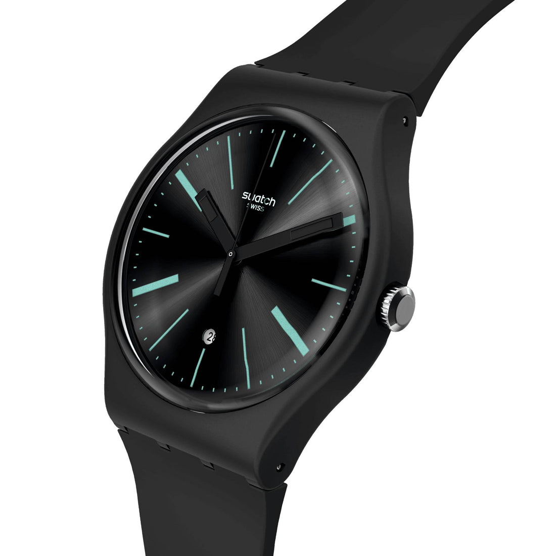 Orologio Unisex Swatch A Dash Of Green Quarzo Solo Tempo Nero Verde Data SO29B404