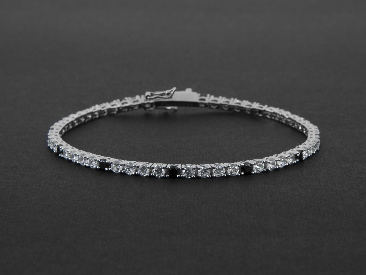 Bracciale Uomo Cesare Paciotti Tennis Argento 925 Zirconi Bianchi Neri JPBR2474B/21