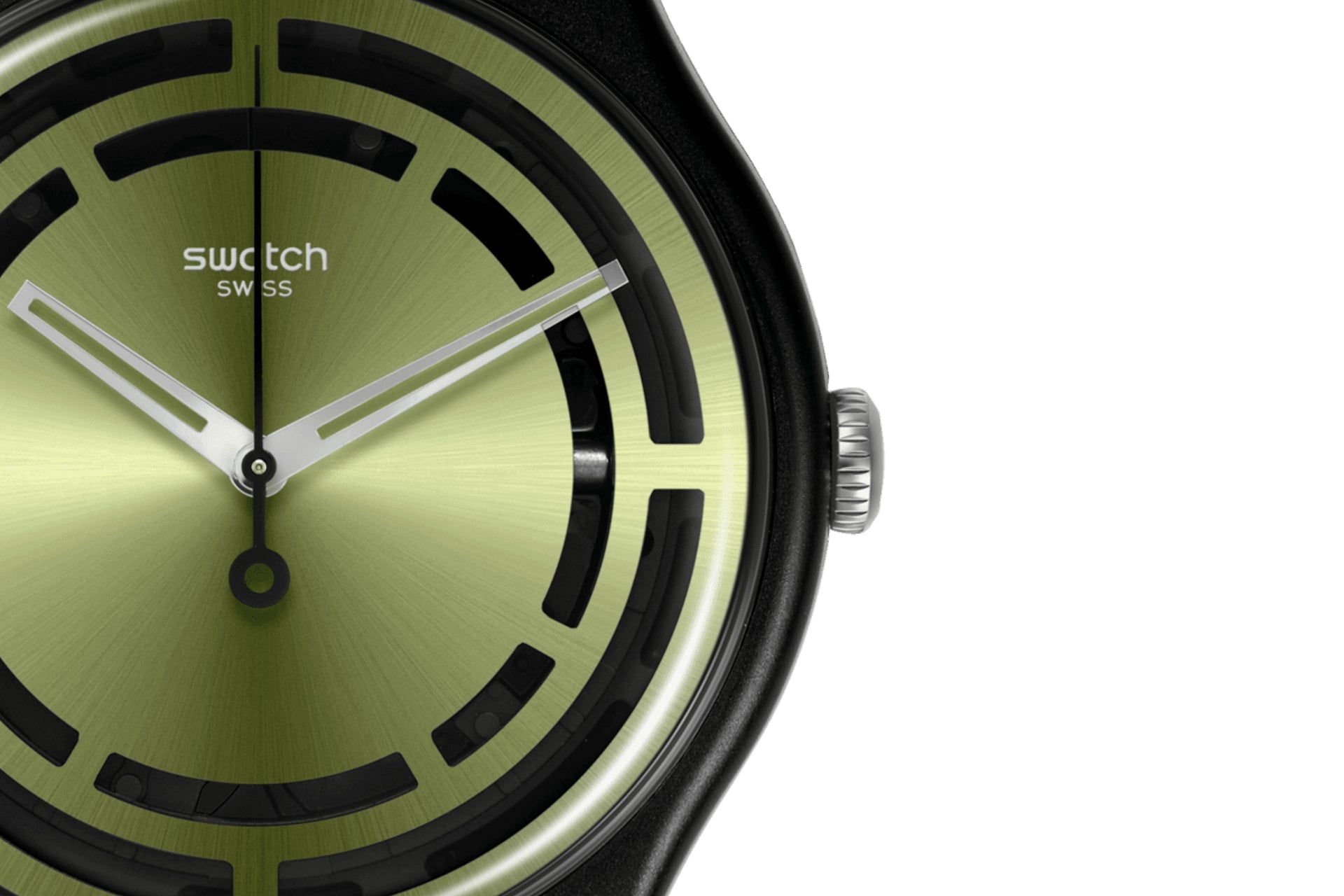 Orologio Uomo Swatch Quarzo Solo Tempo Bioceramic Nero Verde Lucido SO32B117