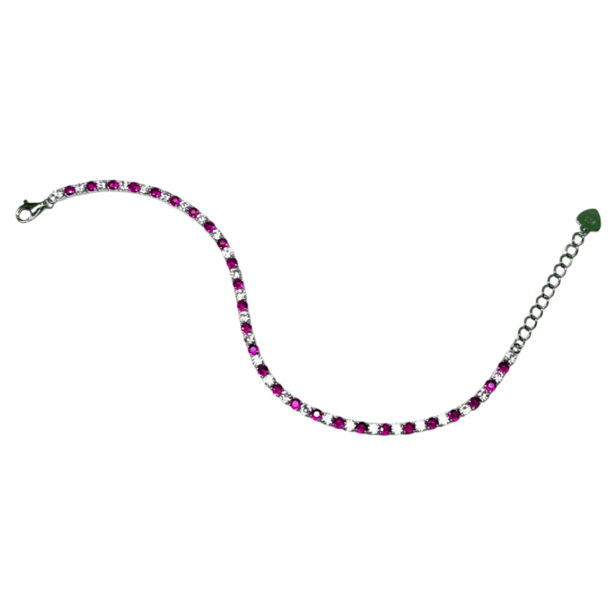 Bracciale Unisex Re Mida Tennis Argento 925 Zirconi Rossi Bianchi BR DJV-16R