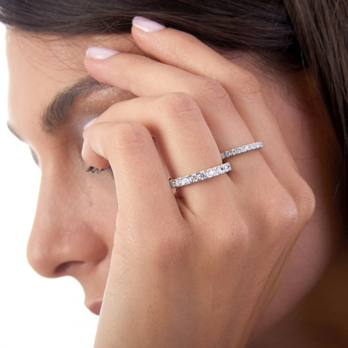 Anello Donna Unoaerre Argento Bianco Veretta Zirconi Bianchi 504480 Misura 15