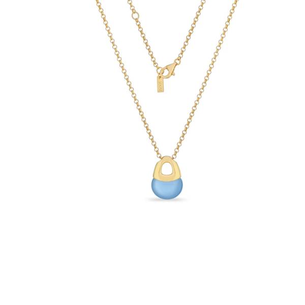 Collana Donna Sogni Argento 925 Dorato Quarzo Chacedony Blu CL122GBL