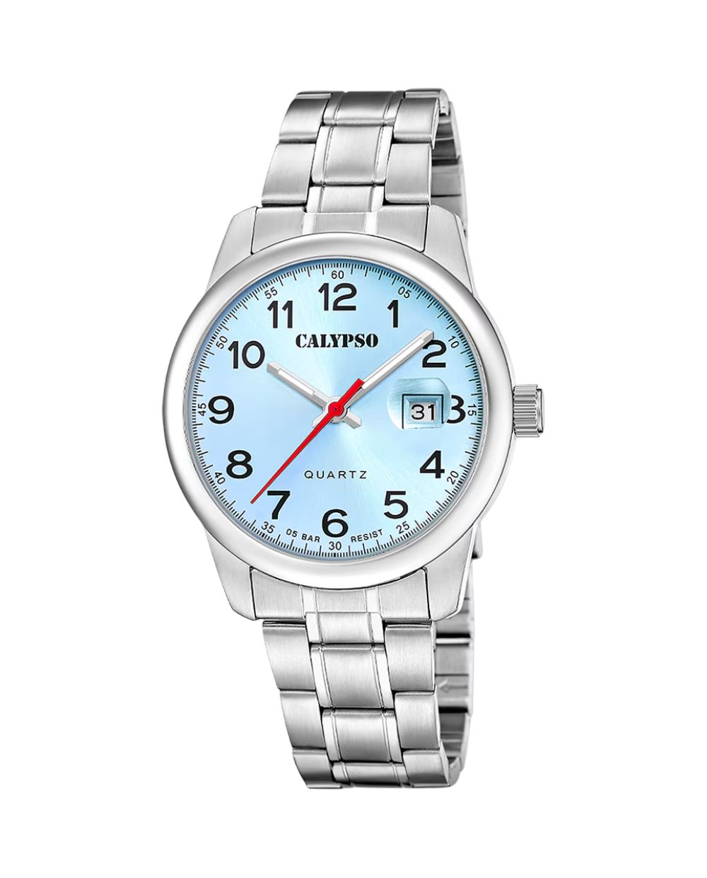 Orologio Uomo Calypso Gomma Quarzo Solo Tempo Acciaio Celeste K5872/3