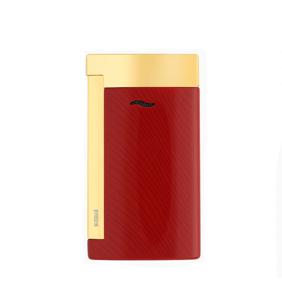 Accendino Uomo Dupont Slim7 Acciaio Oro Lucido Rosso 027080