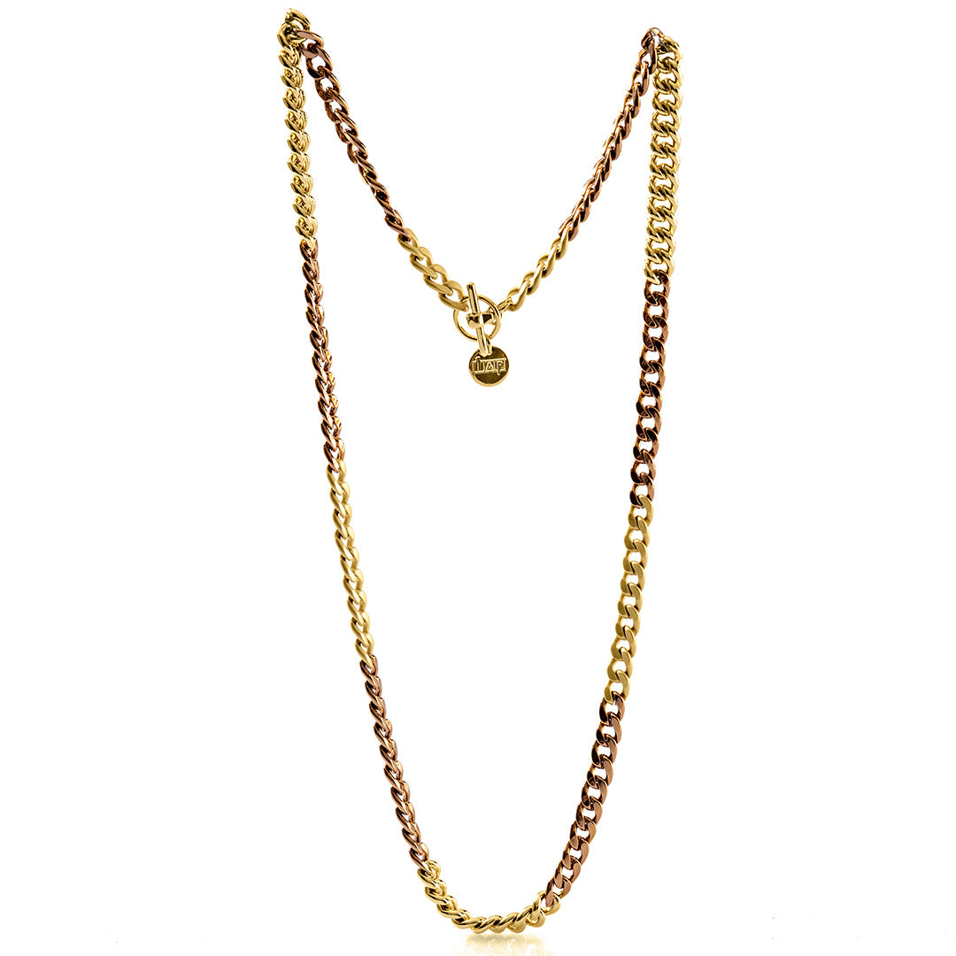 Collana Donna Unoaerre Bronzo Lucido Dorato Catena Groumette Bicolore 506505