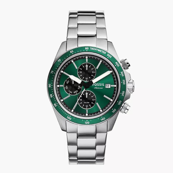 Orologio Uomo Acciaio Fossil Autocross Cronografo Quarzo Verde FS6127