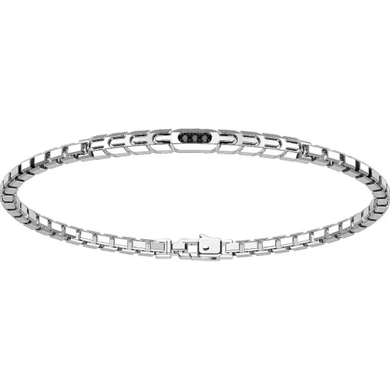 Bracciale Uomo Zancan Argento 925 Spinelli Neri EXB819