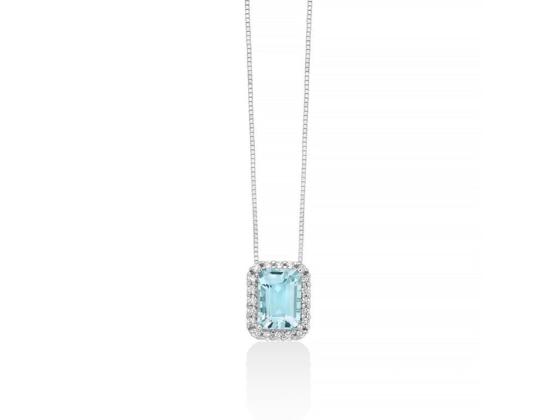 Collana Donna Miluna Acquamarina Ottagonale e Diamanti CLD4722