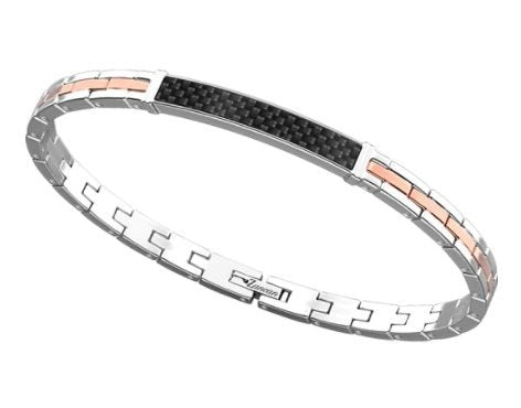 Bracciale Uomo Acciaio Zancan Targa Nera EHB259