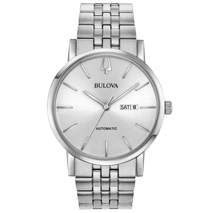 Orologio Uomo Bulova Automatico Clipper Argentè Daty-Date Acciaio 96C140