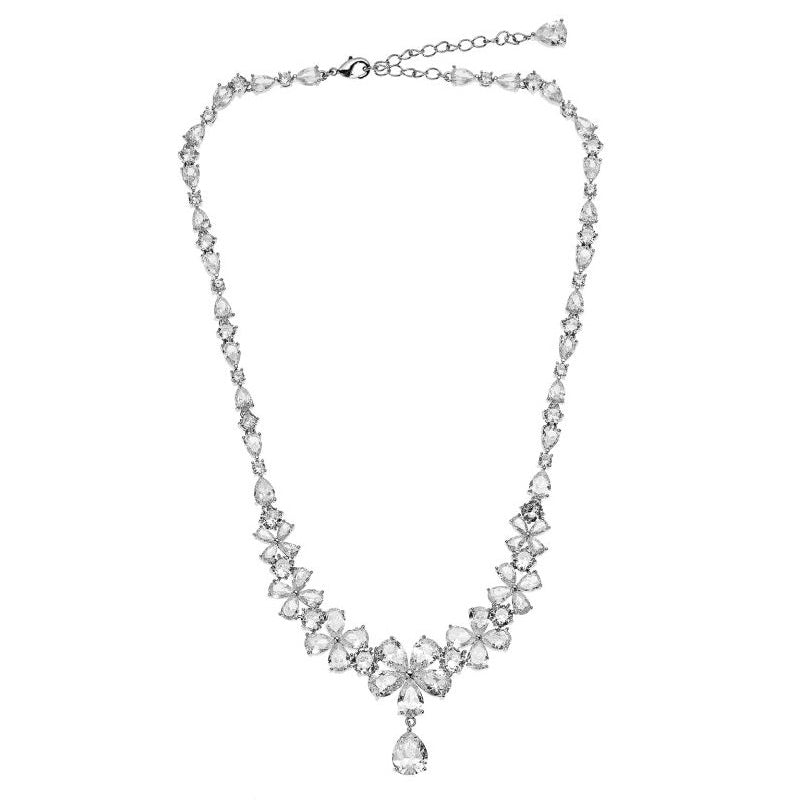 Collana Donna Ottaviani Semirigida Zirconi Bianchi Pietre Goccia Fiore 500689C