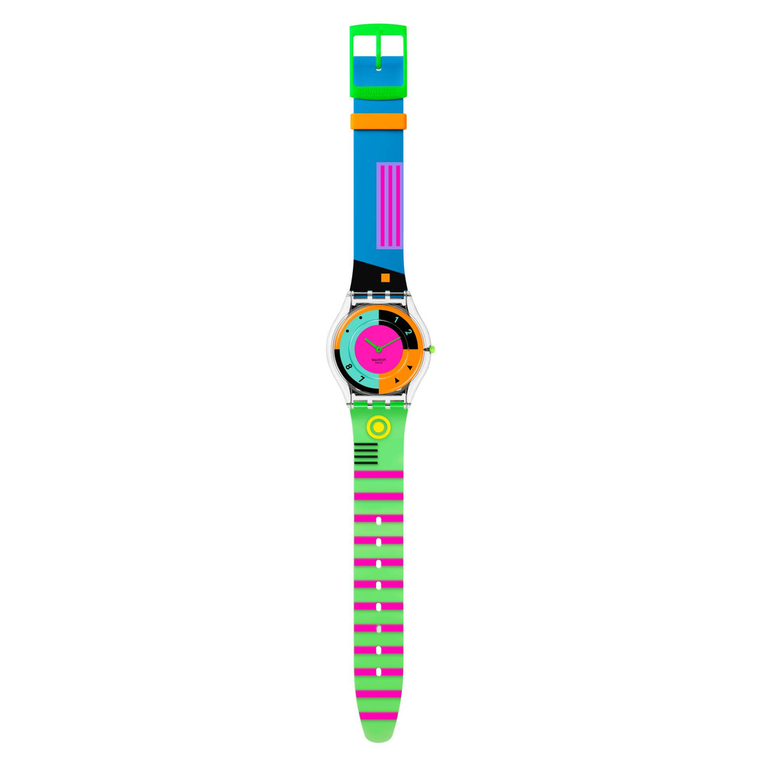 Orologio Donna Bambina Swatch Neon Hot Racer 1980 Skin SS08K119