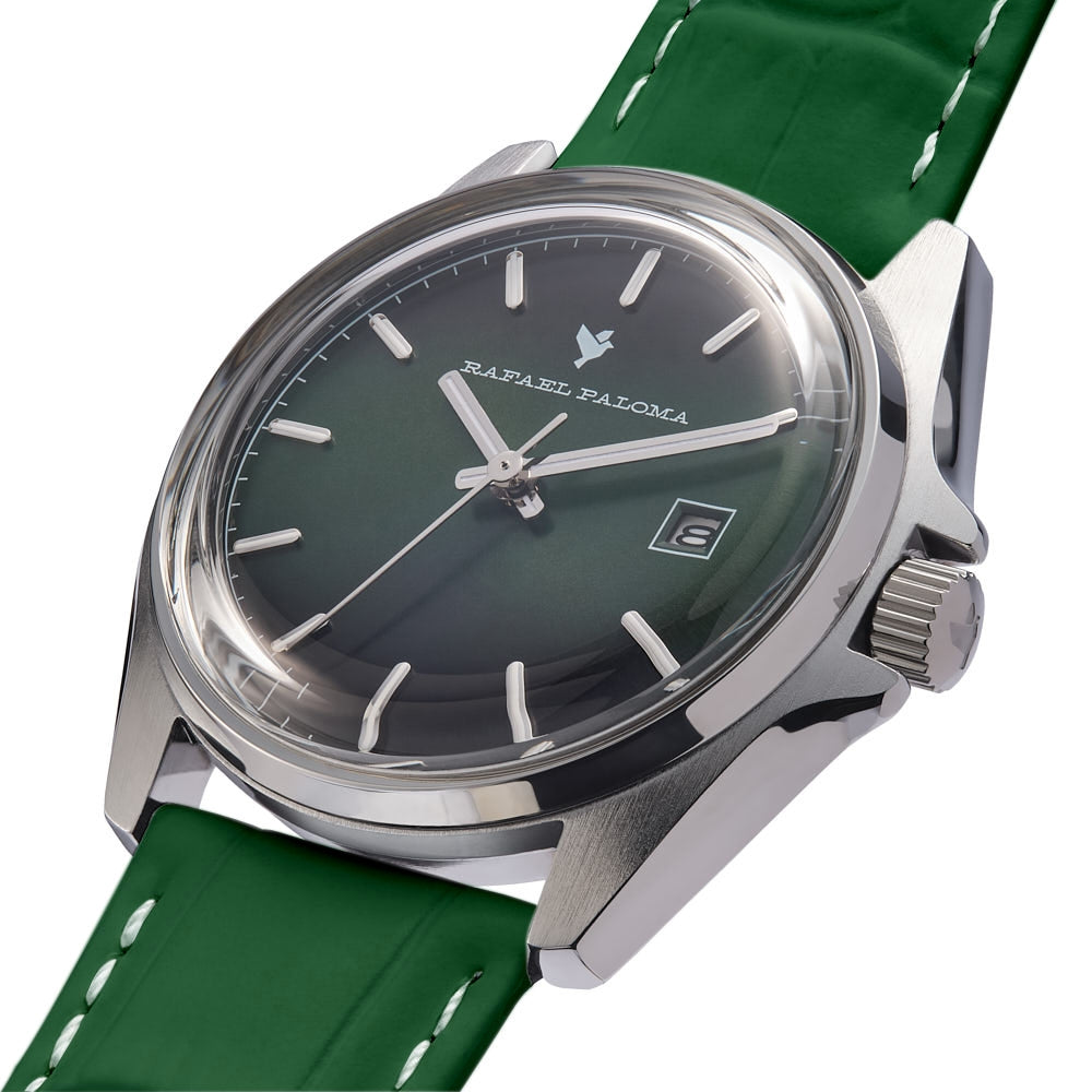 Orologio Uomo Rafael Paloma Acciaio Pelle Verde Data ORP007007