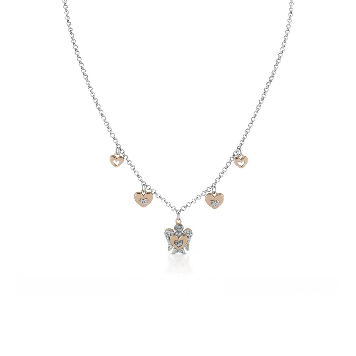 Collana Donna Argento 925 Roberto Giannotti Angeli Zirconi Bianco Rosè GIA331