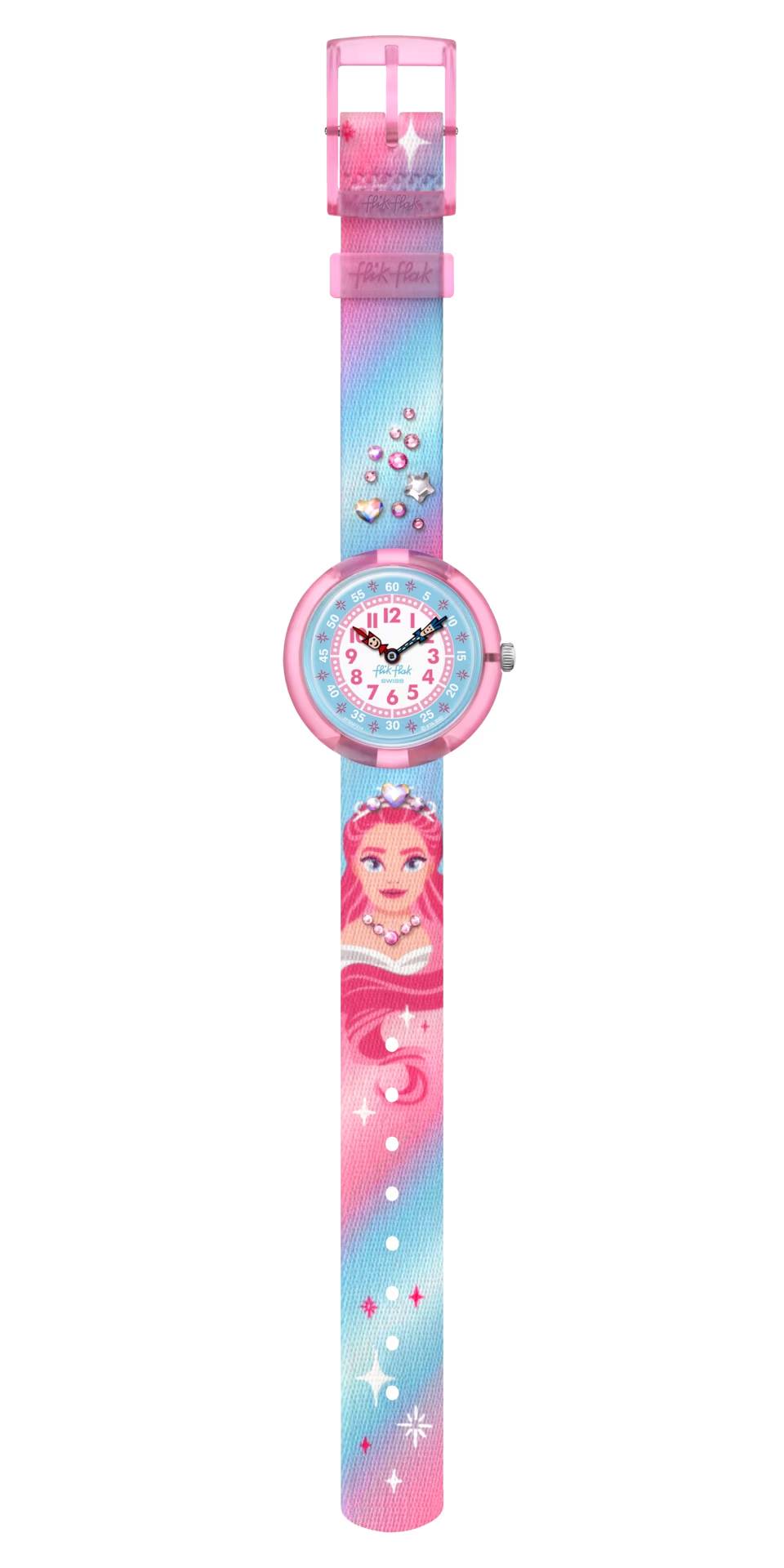 Orologio Bambina Swatch Flik Flak Sparkle Kingdom Quarzo Solo Tempo Rosa ZFBNP214