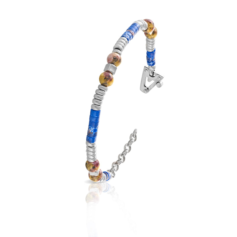 Bracciale in argento 925% Aulite, Labradorite sulla chiusura diamante nero ct 0,01