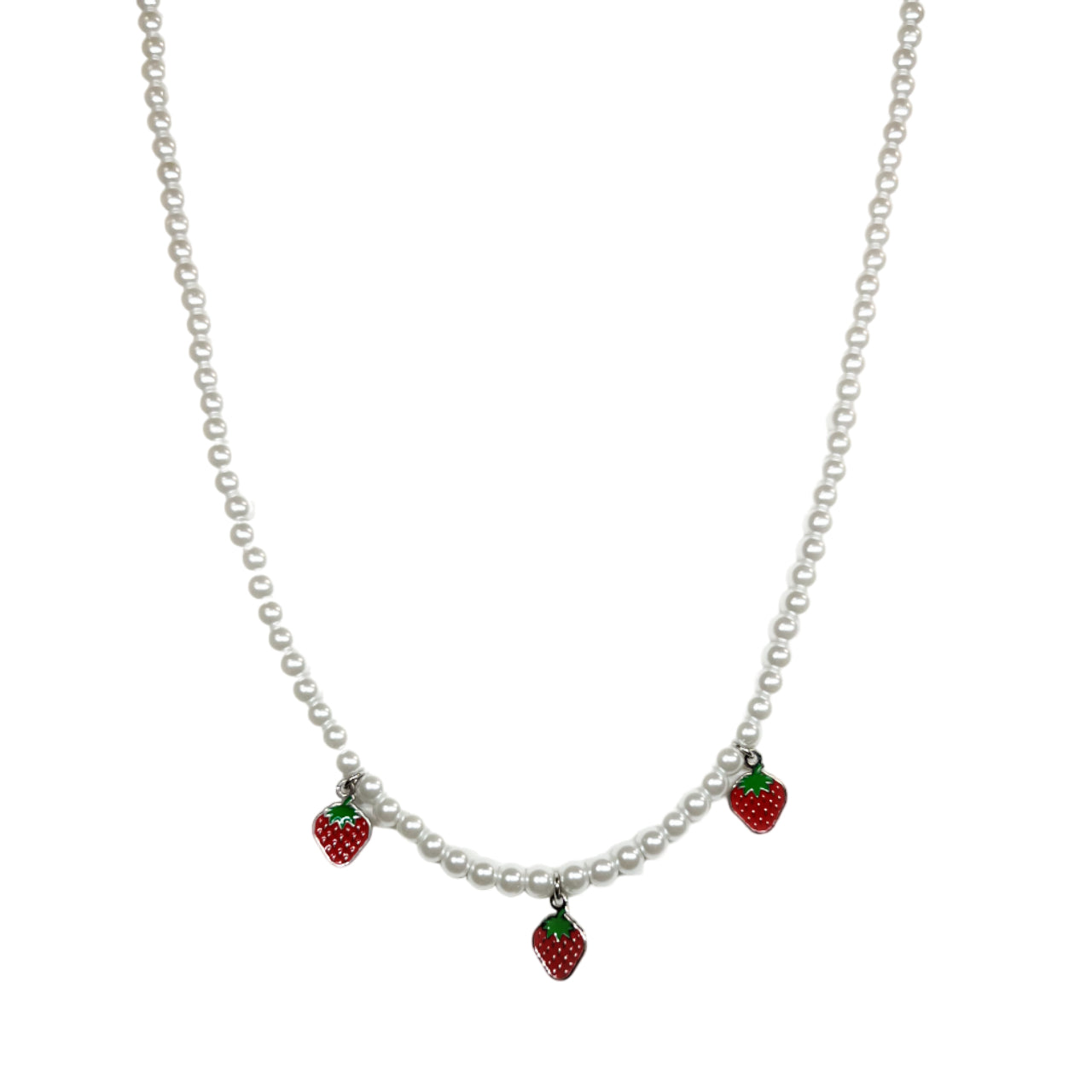 Collana Donna Re Mida Perle Argento Fragoline Rosse Multiciondolo