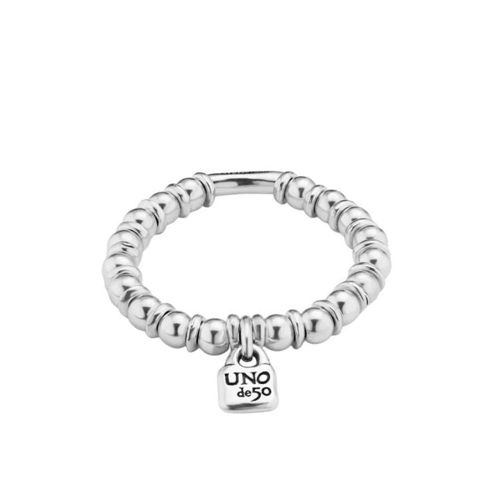 Bracciale Donna Uno De 50 Sfere Placcato Argento Elastico Lucchetto PUL2368MTL0000M