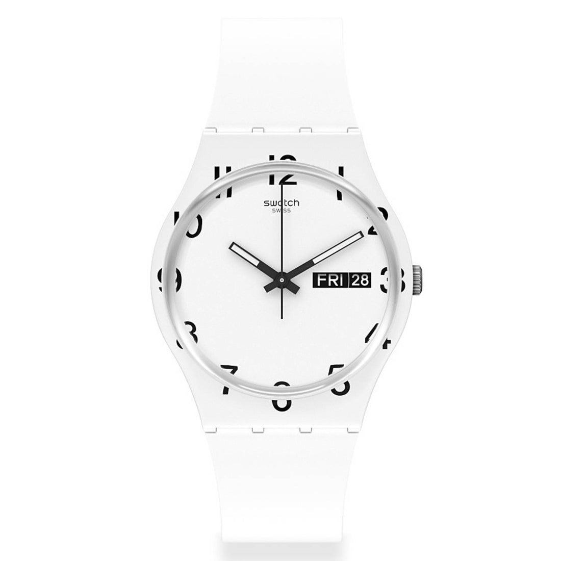 Orologio Donna Gomma Silicone Swatch Quarzo Solo Tempo Bianco Doppia Data GW716