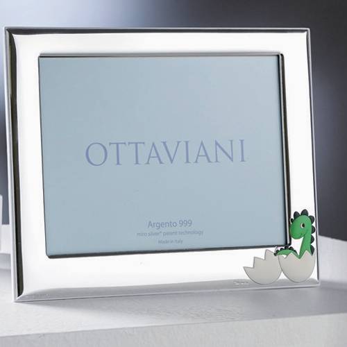 Portafoto Ottaviani Argento 999 Nascita Bimbo Dinosauro 10x15 7023B