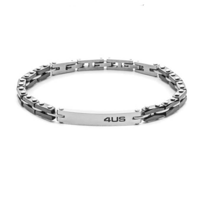 Bracciale Uomo 4US Cesare Paciotti Acciaio Nero Targhetta 4UBR8481