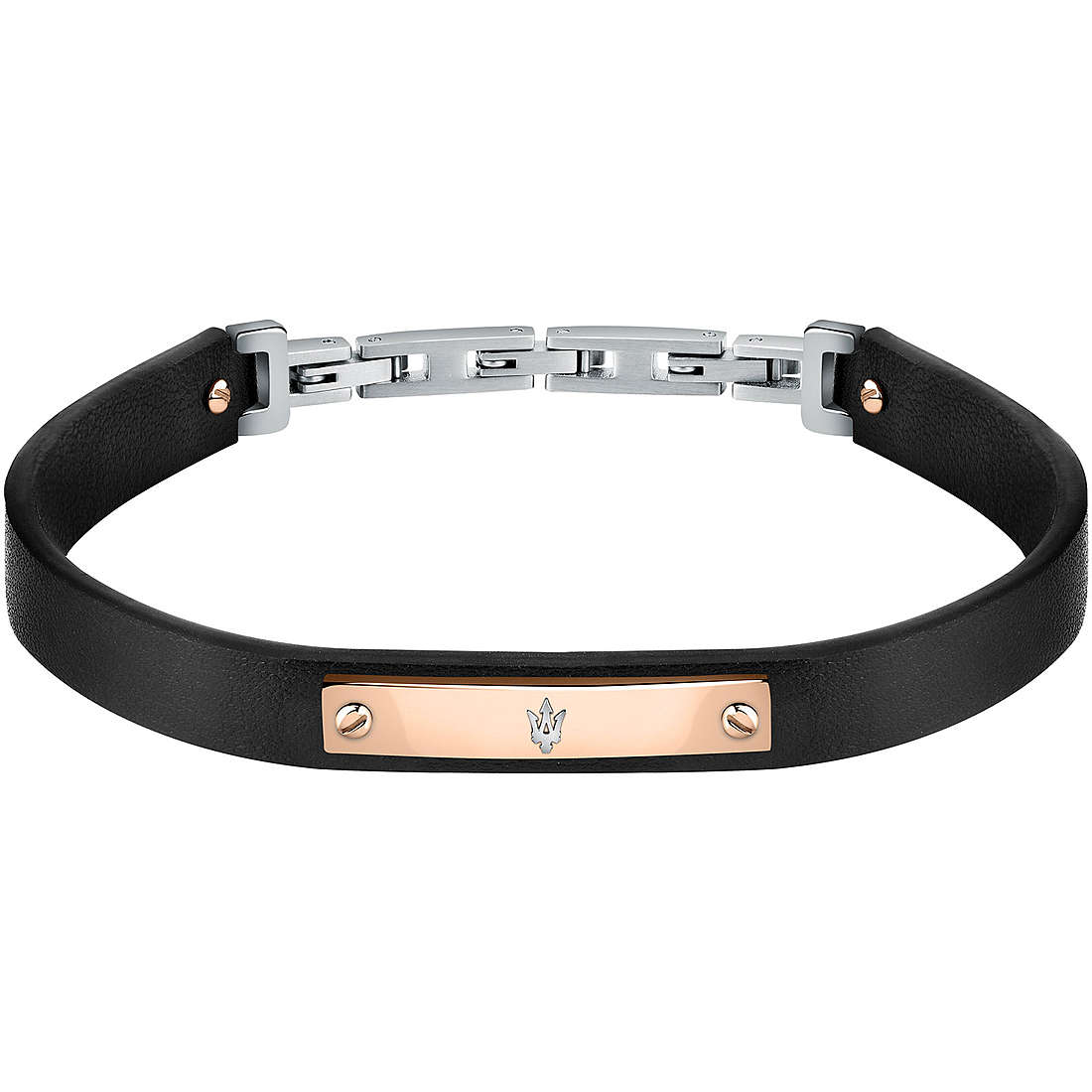 Bracciale Uomo Maserati Acciaio E Pelle Nera JM222AVE05
