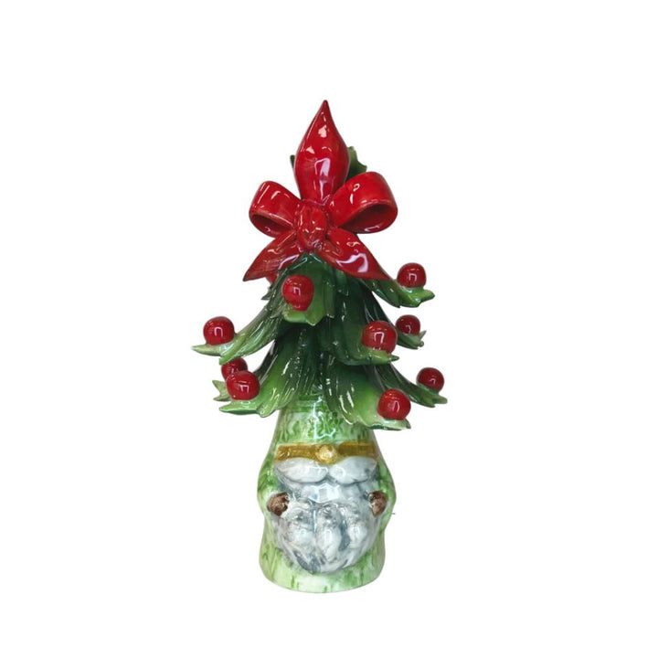 Gnomo Albero di Natale Capodimonte Verde Fiocco 17 cm CAP11