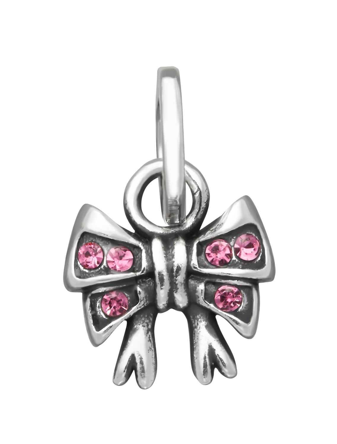 Charm Donna Giovanni Raspini Argento 925 Mini Charm Fiocco Rosa Crystal 12194