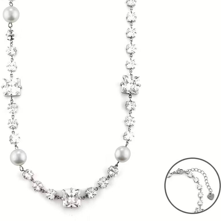 Collana Donna 4US Cesare Paciotti Acciaio con pietre Bianche e perle 4UCL6478W