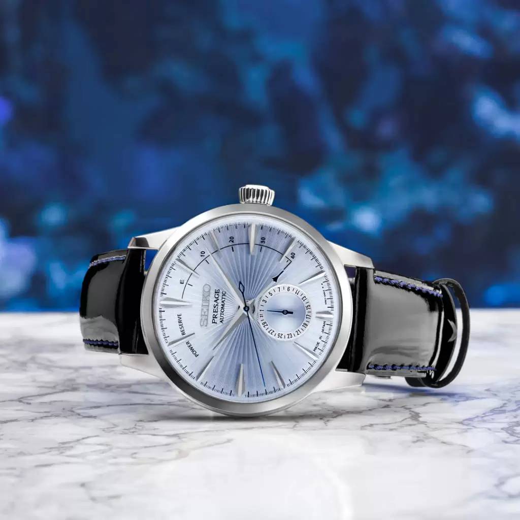 Orologio Uomo Seiko Presage Automatico Power Reserve Data Pelle Acciaio SSA343J1