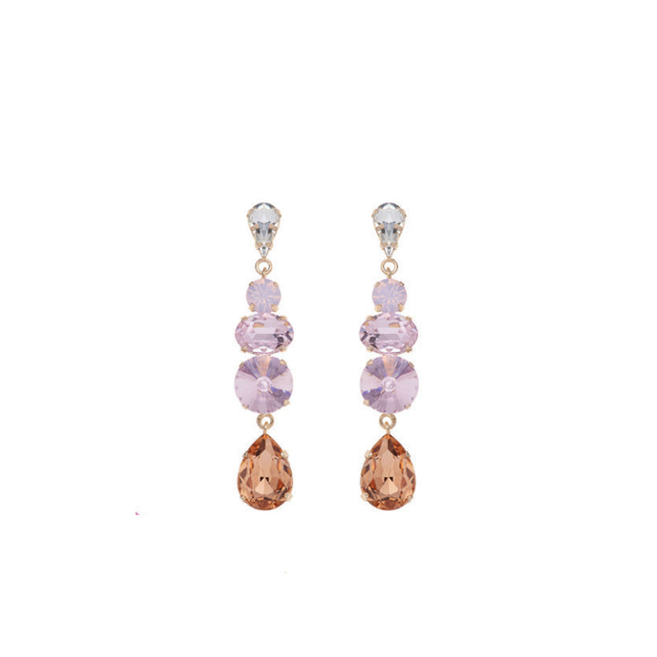 Orecchini Donna Ottaviani Bronzo Dorato Zirconi Rosa Arancione Goccia 500938O-1