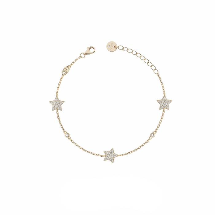 Bracciale Donna Liu Jo Argento 925 Dorato Stelline Zirconi Bianchi ALJ343