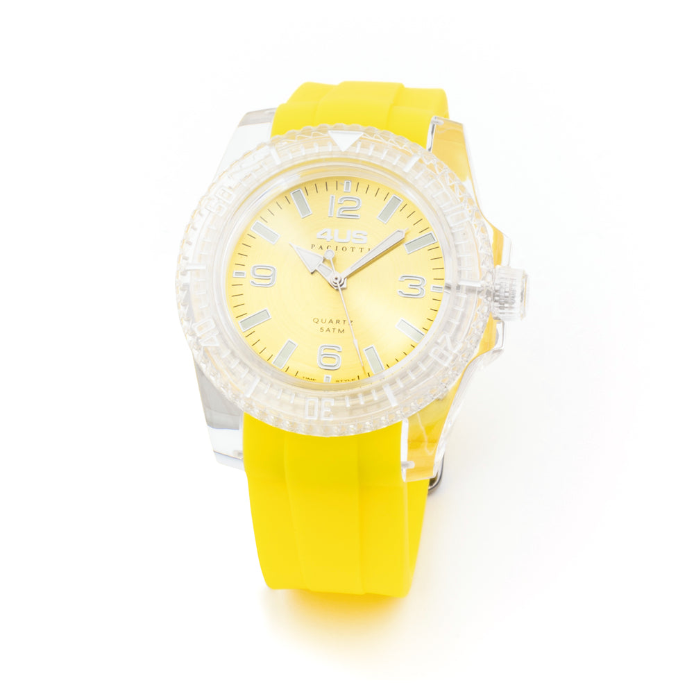 Orologio Uomo 4US Cesare Paciotti Quarzo Solo Tempo Silicone Giallo  T4ST365