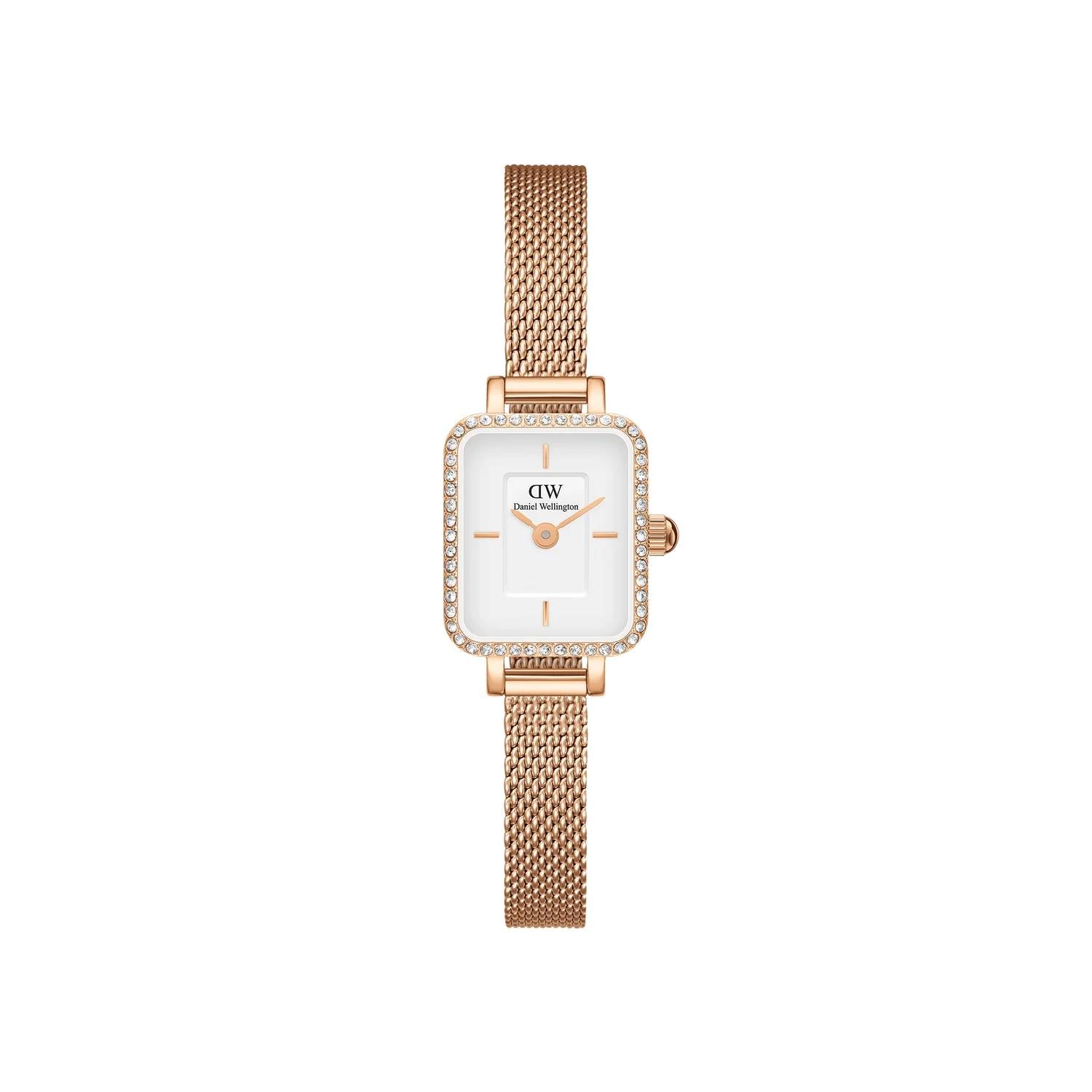 Orologio Donna Daniel Wellington Quadro Mini Acciaio Rosè Zirconi Bianchi DW00100731