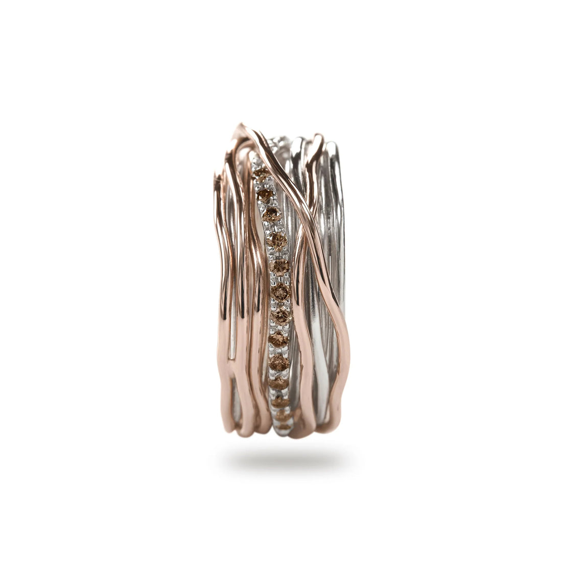 Anello Donna Filodellavita 13 Fili Argento Oro Rosa 9 KT Diam.Brown 0.21 CT AN13ARBR