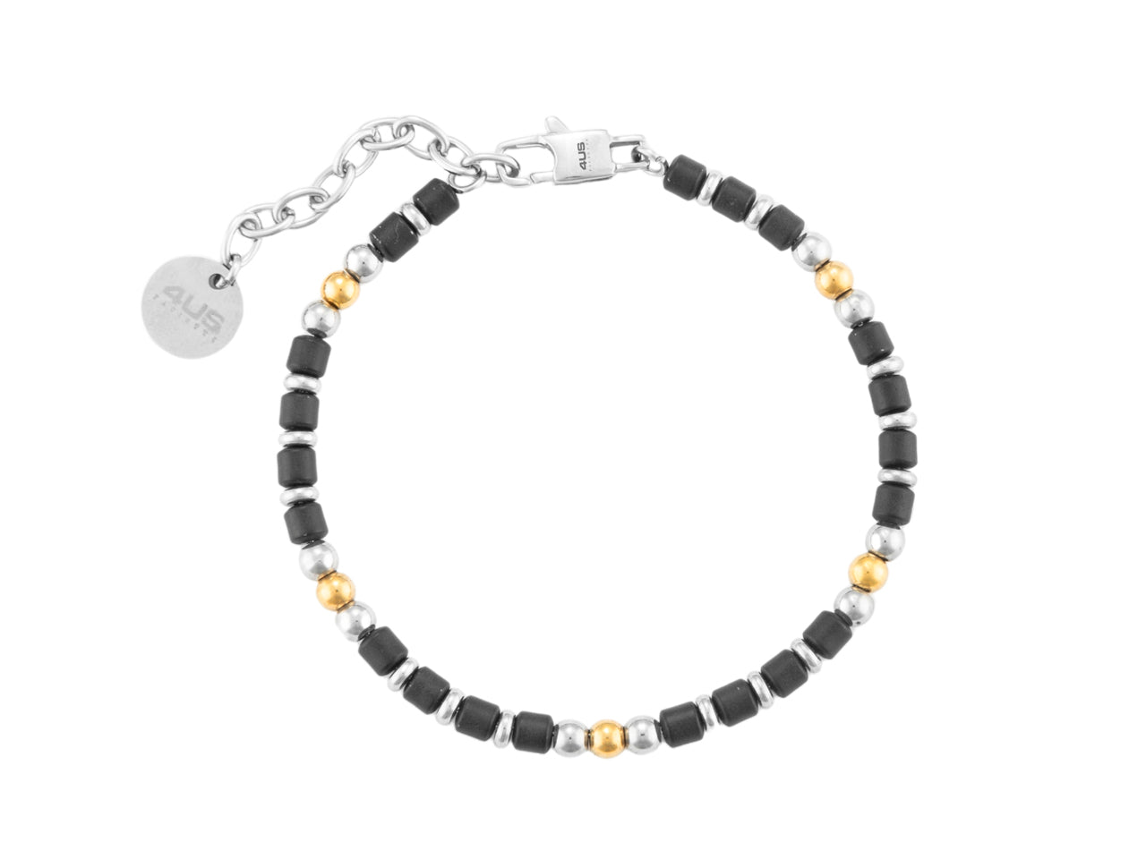 Bracciale Uomo 4US Cesare Paciotti Acciaio bicolore e mini barilotti in pvd Nero 4UBR7009