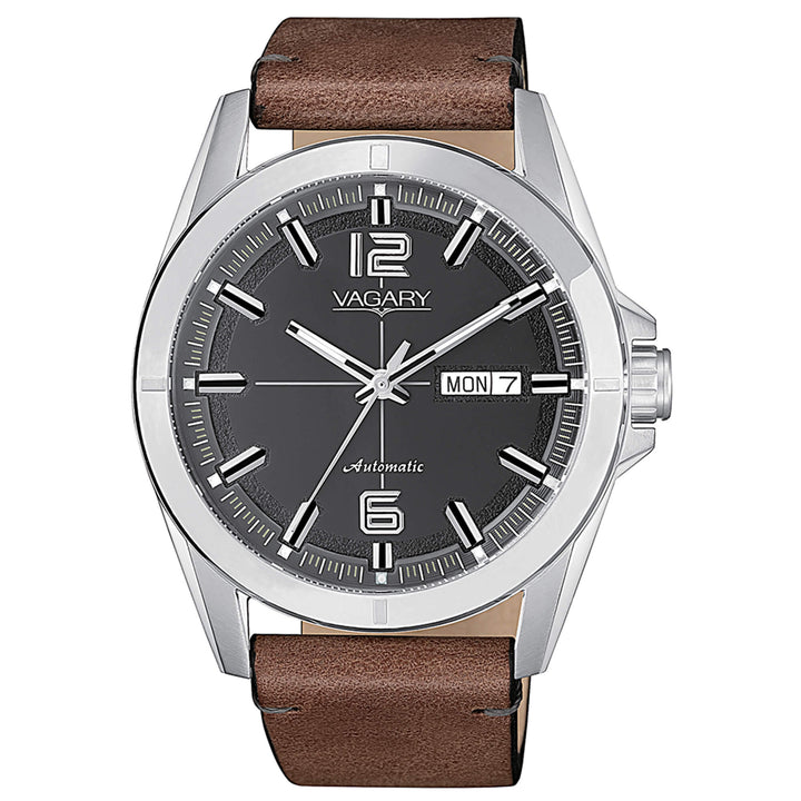Orologio Uomo Vagary Automatico Gear Matic 101 Acciaio Pelle Marrone IX3-017-60L