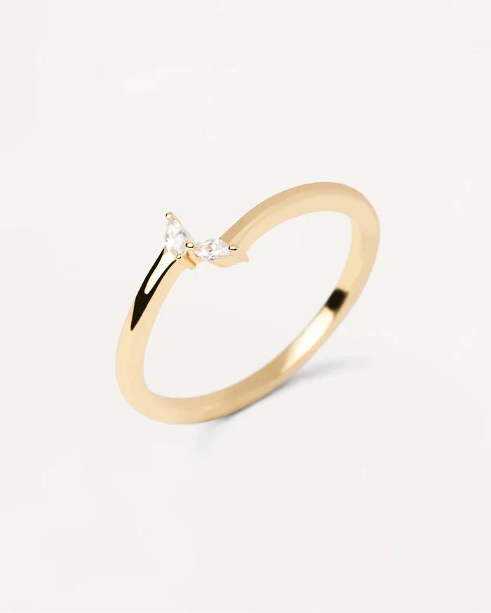 Anello Donna PdPaola Argento 925 Dorato Zirconi Bianchi AN01-876-12