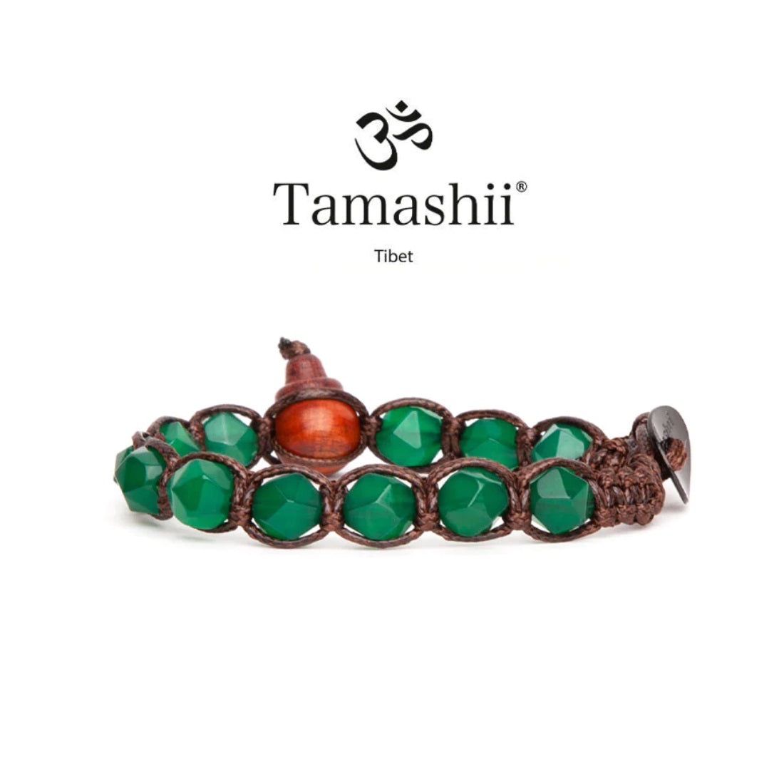 Bracciale Uomo Tamashii Marrone Biglia Agata verde  Cut BHS911-12