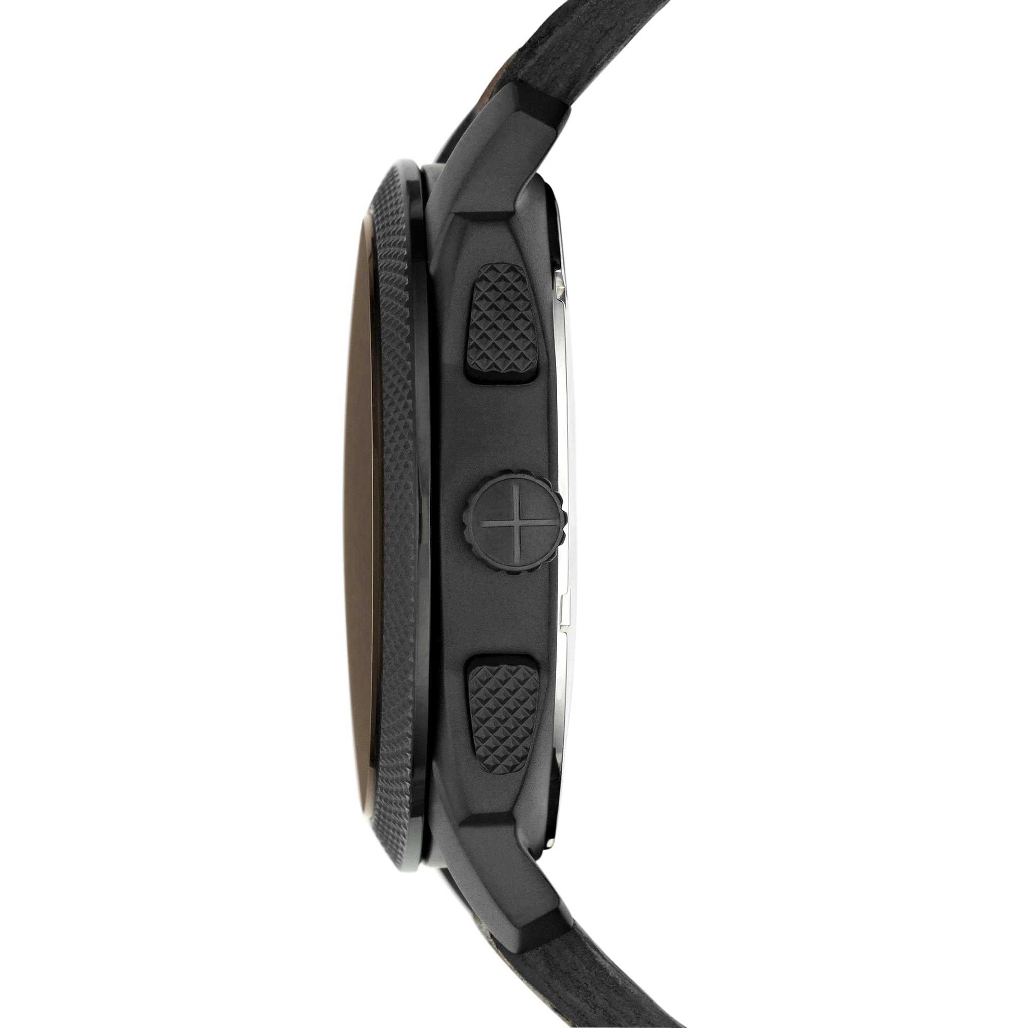 Orologio Uomo Acciaio Fossil Cronografo Quarzo Data Nero Pelle Marrone FS4656