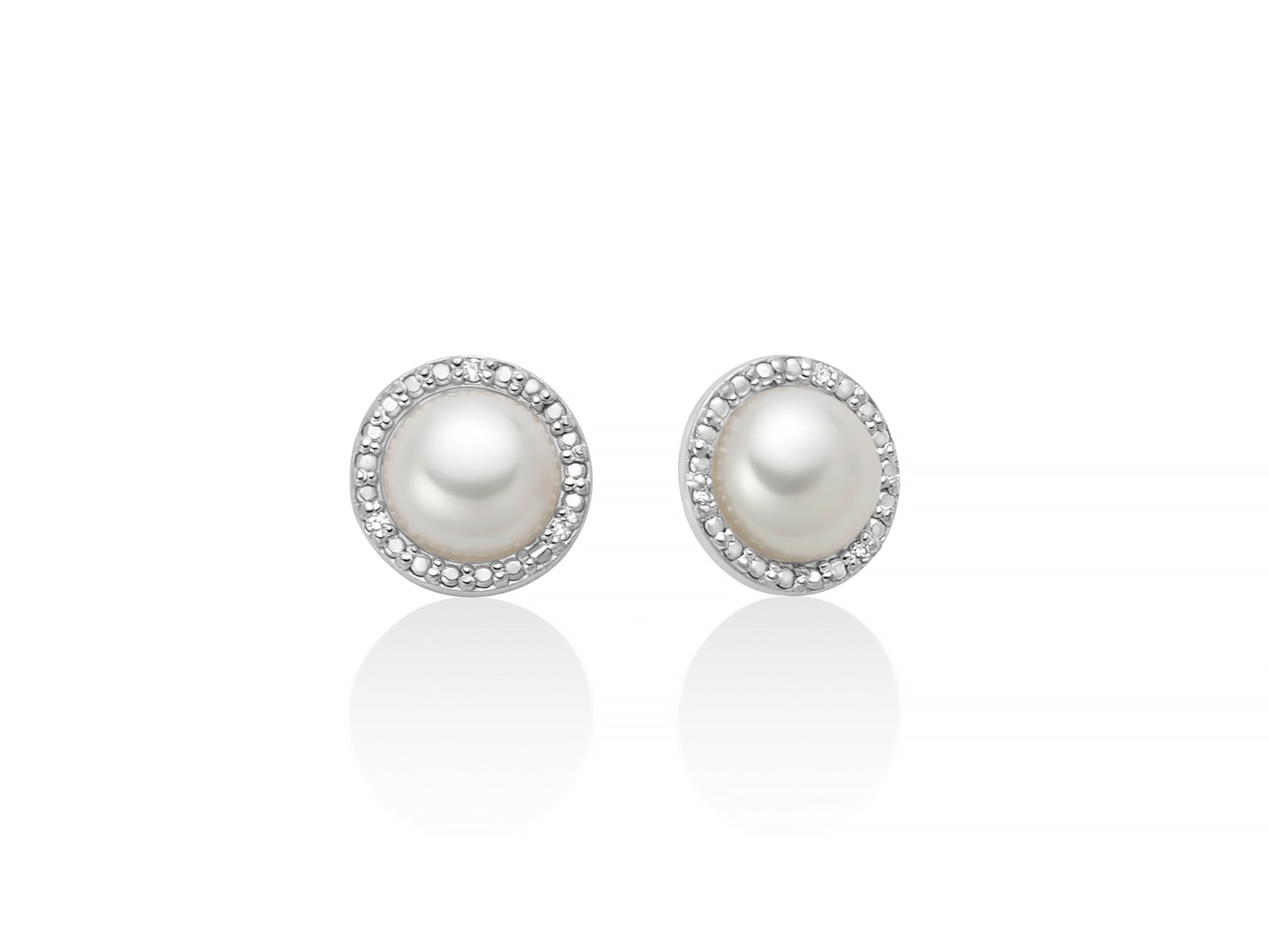Orecchini Donna Miluna Oro Bianco 9kt Perla 6,5-7 mm e Diamanti PER2856X