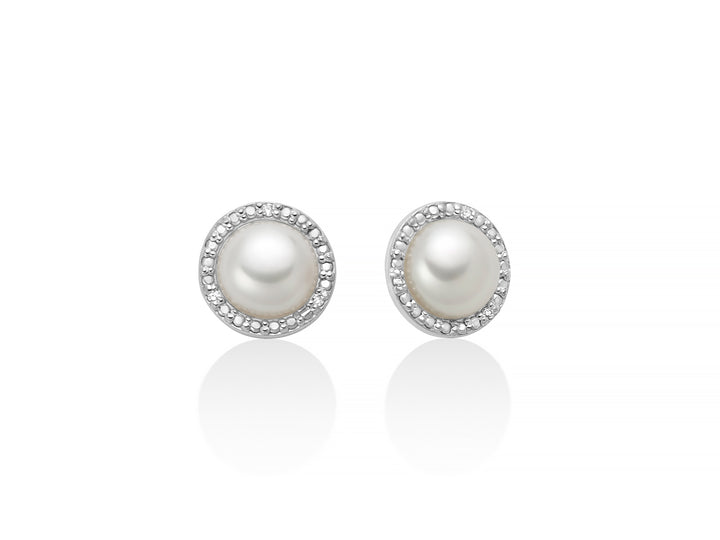 Orecchini Donna Miluna Oro Bianco 9kt Perla 6,5-7 mm e Diamanti PER2856X