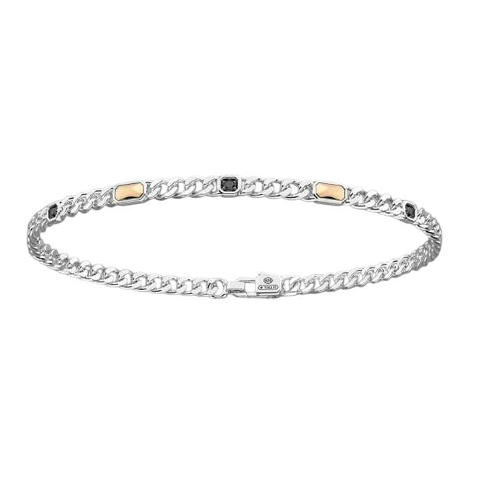 Bracciale Uomo Zancan Argento 925 Diamanti Neri 0,080 ct Oro 18ct ESB465G