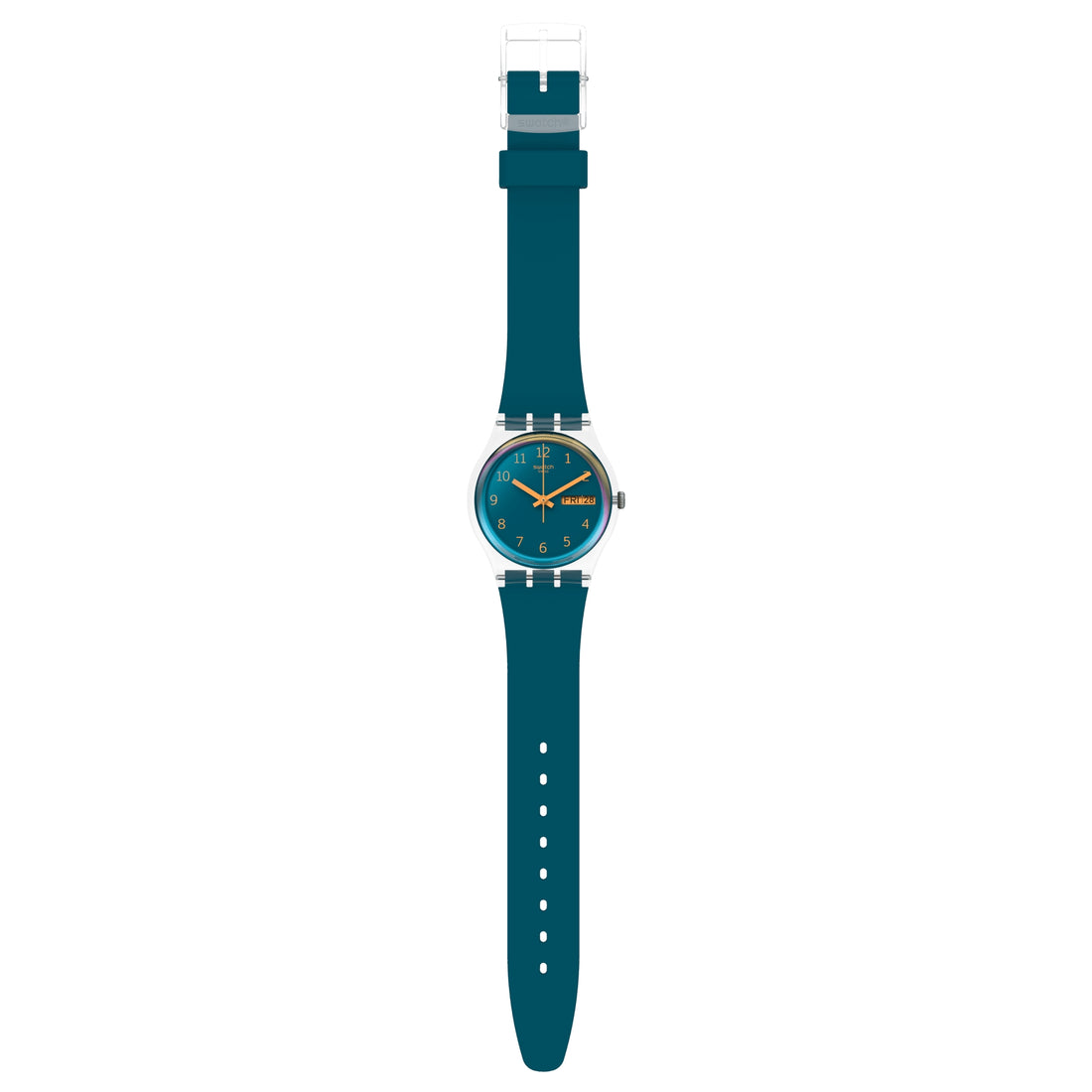 Orologio Uomo Bambino Swatch Quarzo Solo Tempo Numeri Blu Petrolio GE721