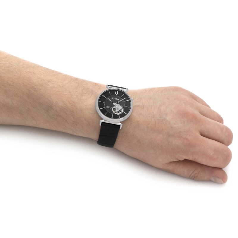 Orologio Uomo Bulova Automatico Regatta Skelethon Acciaio Open Heart Nero 96A234