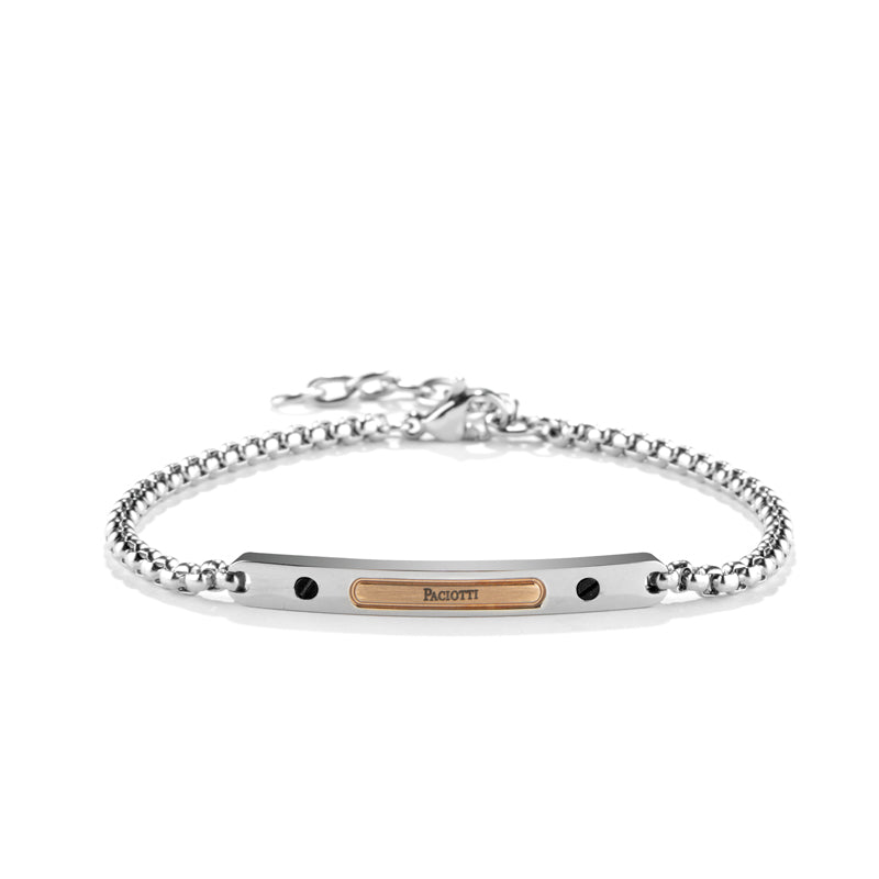 Bracciale Uomo 4US Cesare Paciotti Acciaio Lucido Catena Targhetta Rosè 4UBR6153