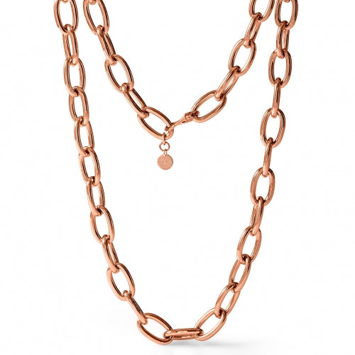 Collana Donna Unoaerre Bronzo Lucido Rosato Catena Anelli Ovale Lunga 509989